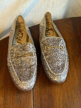 Sam Edelman Women's Loraine Loafers in a glittery gold size 7.5